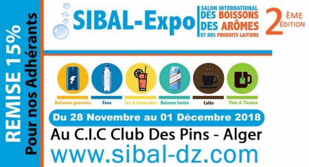 REMISE 15 % pour nos adh&eacute;rents : &laquo;SIBAL-Expo  2018&raquo; du 28 Novembre au 01 D&eacute;cembre 2018